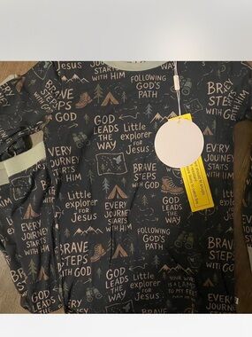 Kids Bamboo Pajama Set - Faith Print NWT 5/6